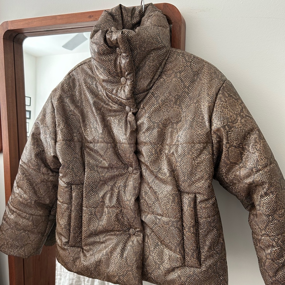 Nanushka Snake Print Puffer Jacket